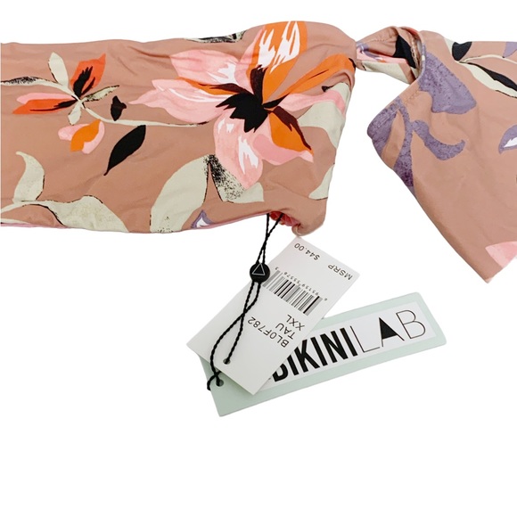 NWT BIKINI LAB RUFFLED FLORAL PRINT OFF THE SHOULDER BANDEAU BIKINI SWIM TOP XXL - Picture 5 of 5
